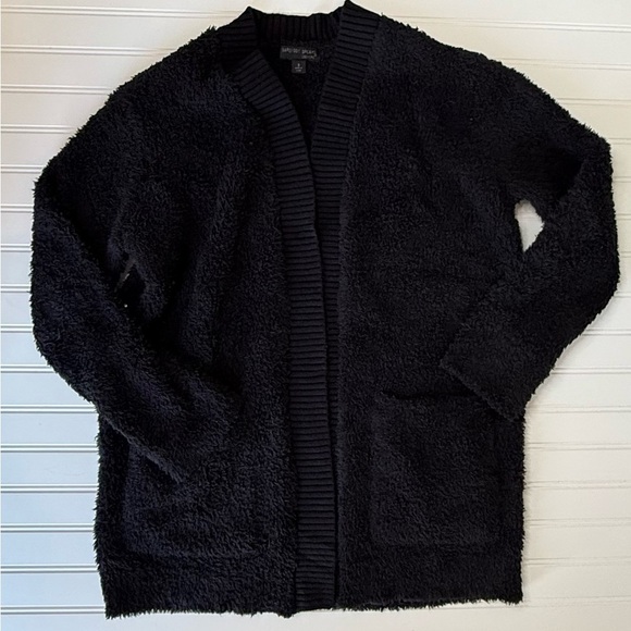 Barefoot Dreams Cozychic Chevron Rib Cardigan Women's Black Small 814 - Picture 1 of 3